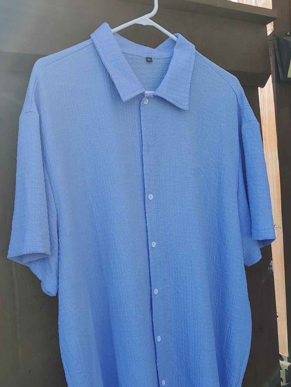 XXL Light Blue Men’s Short-Sleeve Button-Up Shirt